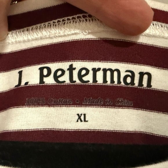 J. Peterman Maroon/Cream Striped Long Sleeve Tee Shirt Size XL Classic Fall - Picture 6 of 7
